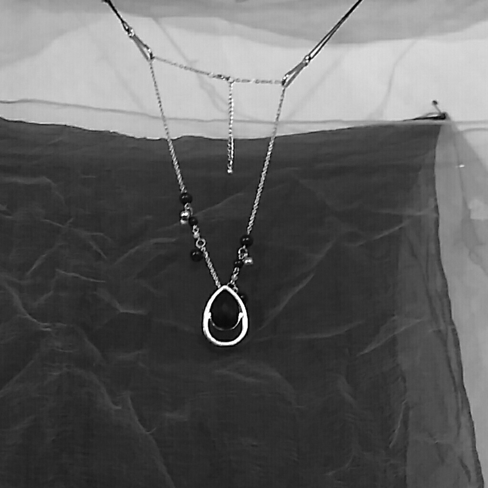 Sturdy Steel black ruby necklace